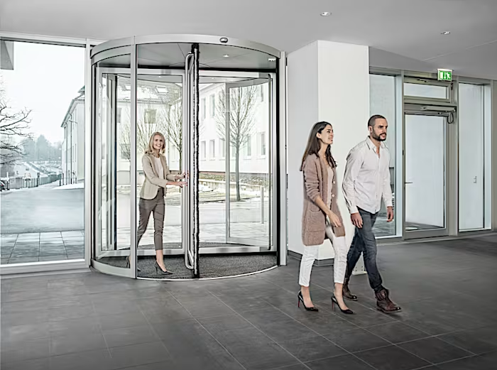 Porta automática giratória de vidro para hotel e prédio corporativo